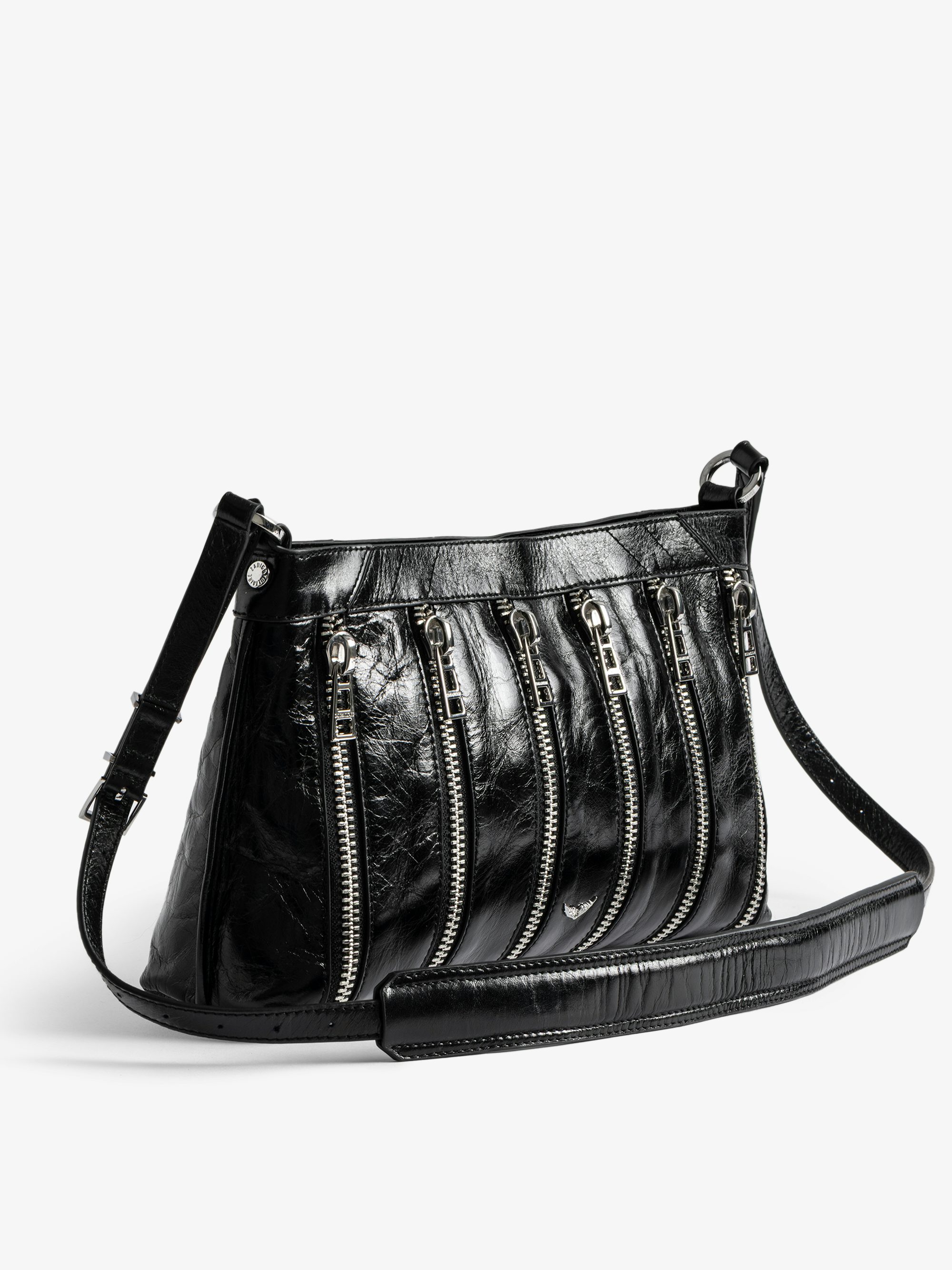 Sunny Moody Zip Bag - Multi zip bag in patent leather with vintage-inspired effect, with adjustable shoulder strap and signature wings.